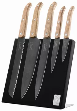 Sada nožů s magnetickým stojanem Innovation - rukojeť  z dubového dřeva, čepel stonewash